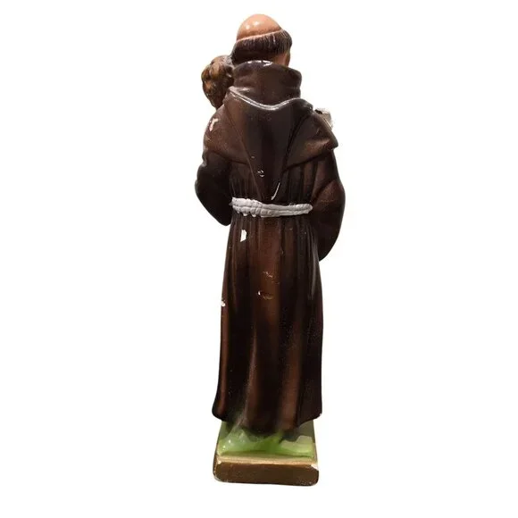 Vintage Saint Anthony Chalkware Statue w/ Child Jesus - Columbia Statuary ITALY - Picture 4 of 9